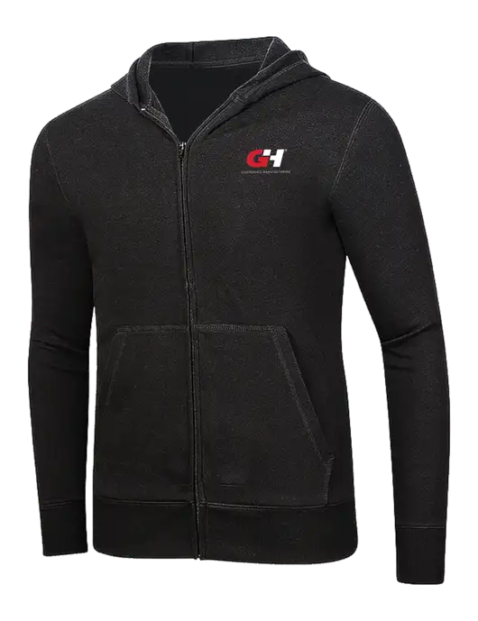 Full-Zip Black Heavyweight Hooded Sweatshirt w/G&H Logo