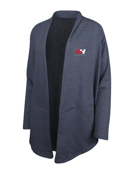 Estate Blue Heather/Charcoal Heather Womens Interlock Cardigan w/G&H Logo