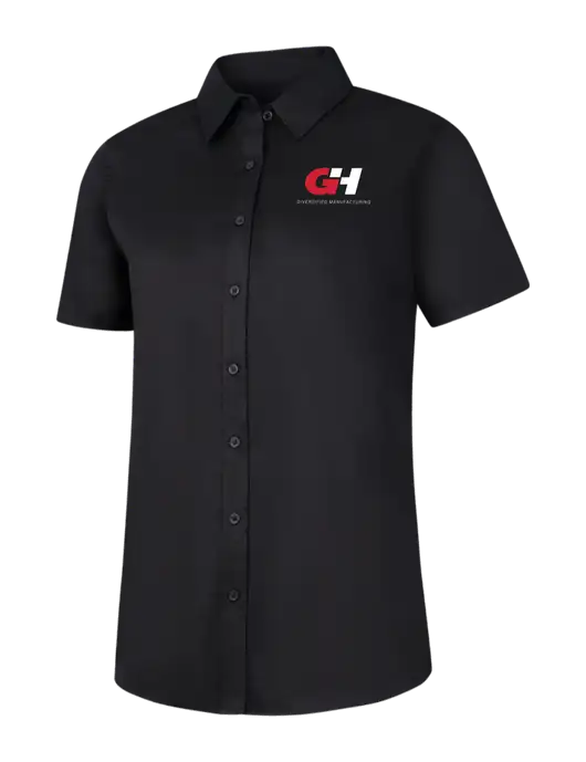 Womens Black Short Sleeve Superpro React Twill Shirt w/G&H Logo
