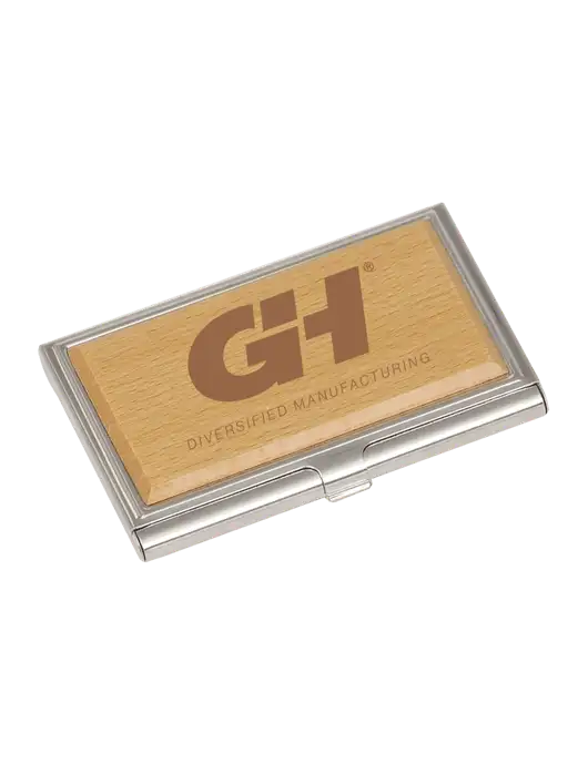 Wood & Silver Business Card Case w/G&H Logo