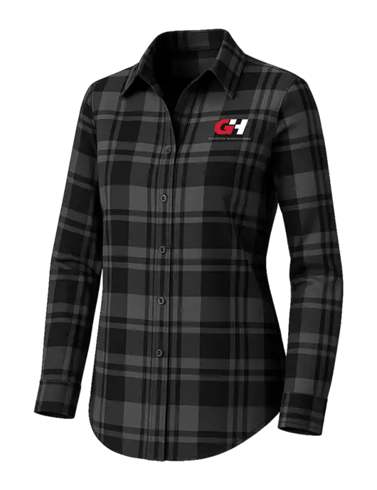 Womens Medium Grey/Black Plaid Flannel Tunic w/G&H Logo