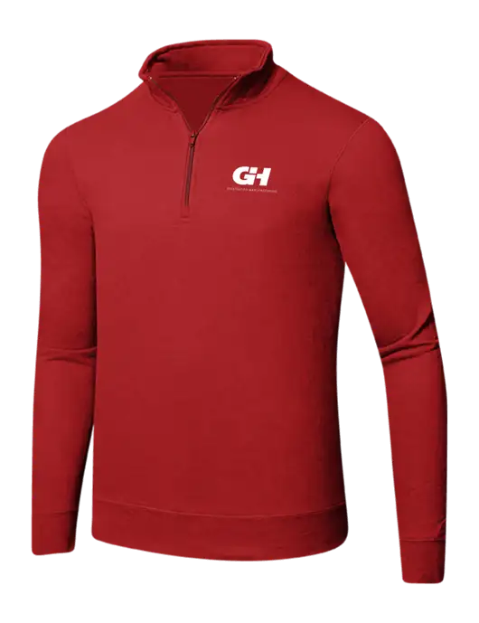 Bright Red 8.5 oz Ring Spun 1/4 Zip Pullover Sweatshirt w/G&H Logo