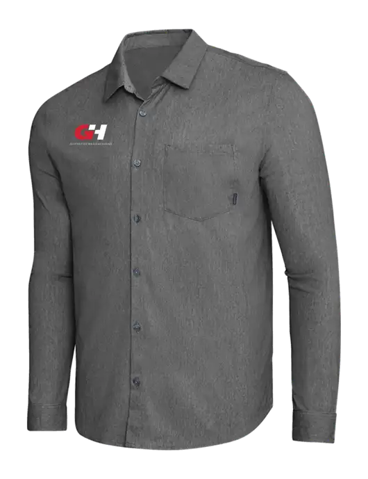 OGIO Dark Grey Heather Extend Long Sleeve Button Up Shirt w/G&H Logo