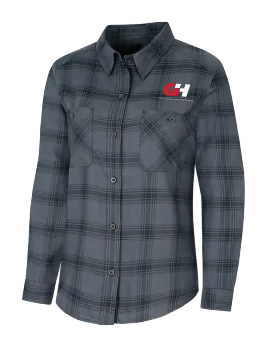 Womens Grey/Black Plaid Flannel Shirt w/G&H Logo