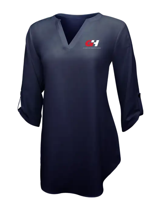 Navy Womens 3/4 Sleeve Tunic Blouse w/G&H Logo