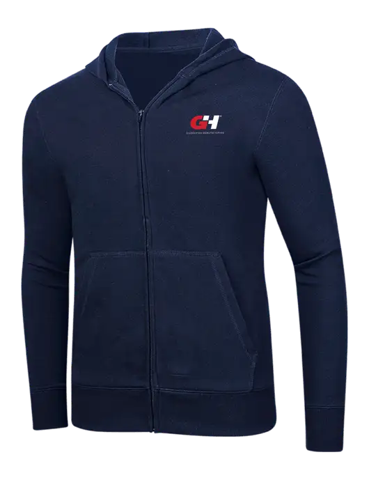 Full-Zip Navy Heavyweight Hooded Sweatshirt w/G&H Logo