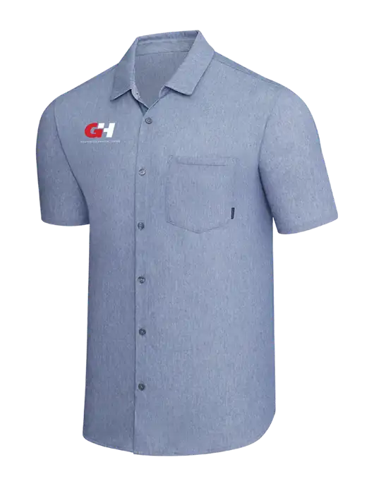 OGIO Slate Blue Heather Extend Short Sleeve Button Up Shirt w/G&H Logo
