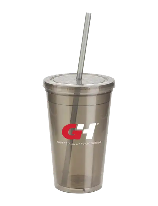 Sorrento Medium Grey 16 oz Tumbler with Lid & Straw w/G&H Logo