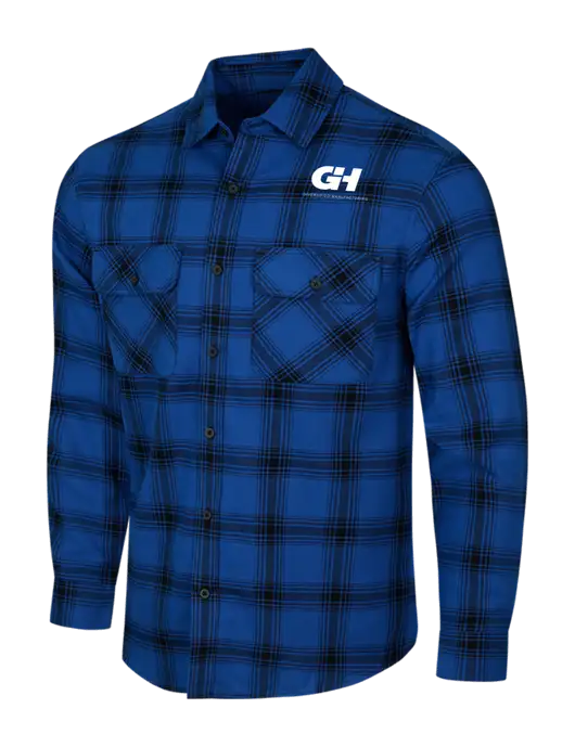 Royal/Black Open Plaid Flannel Shirt w/G&H Logo