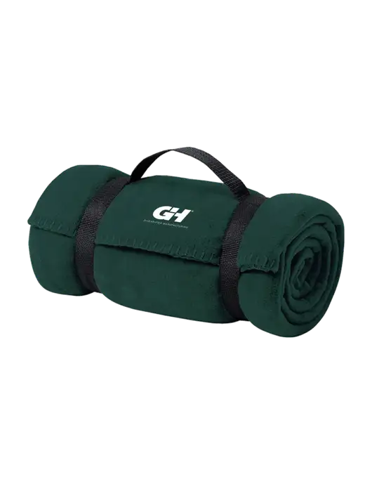 Casual Dark Green Fleece Blanket With Strap w/G&H Logo