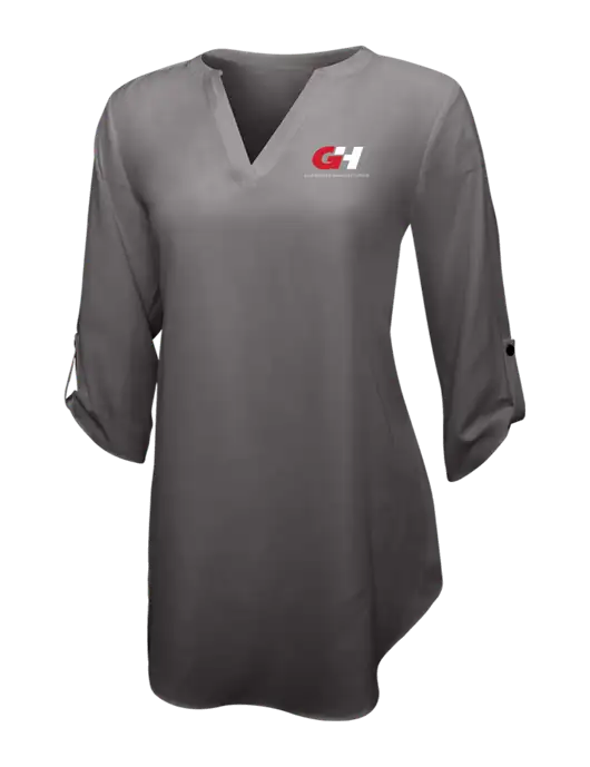 Dark Grey Womens 3/4 Sleeve Tunic Blouse w/G&H Logo