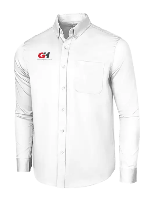 Long Sleeve White Superpro React Twill Shirt w/G&H Logo