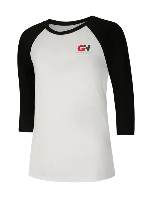 Womens Simply Soft 3/4 Sleeve Black/White Ring Spun Cotton T-Shirt w/G&H Logo