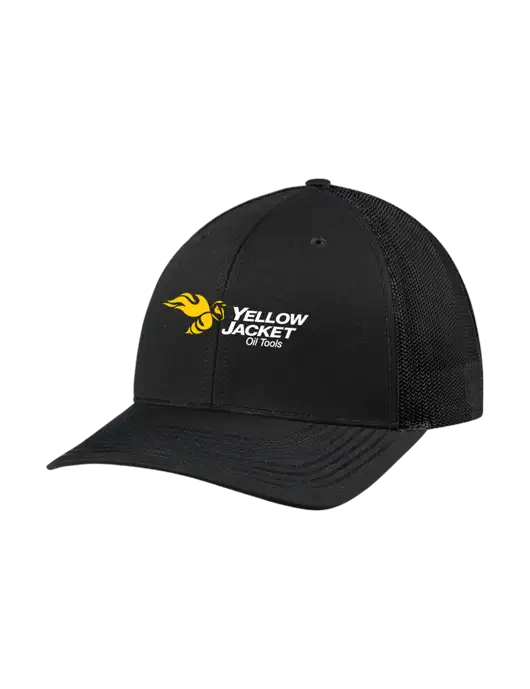 Richardson Adjustable Snapback Original 112 Trucker Cap Black w/Black Mesh w/Yellow Jacket Logo
