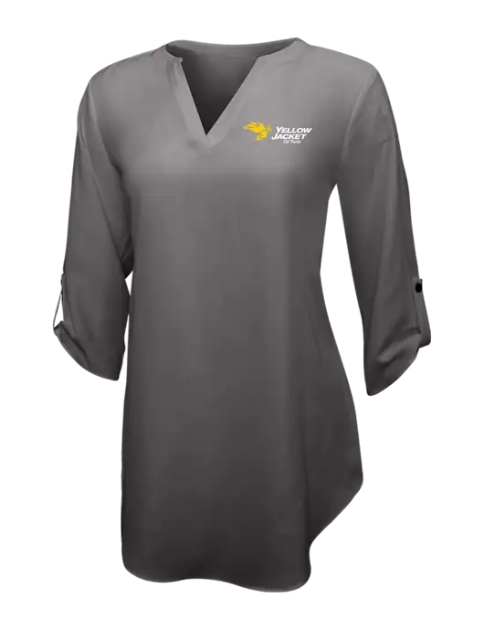 Dark Grey Womens 3/4 Sleeve Tunic Blouse w/Yellow Jacket Logo