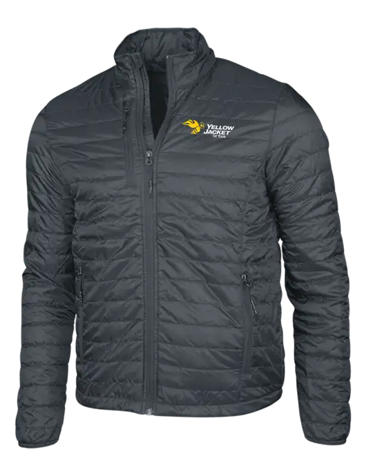 Dark Grey Puffy Packable Jacket w/Yellow Jacket Logo