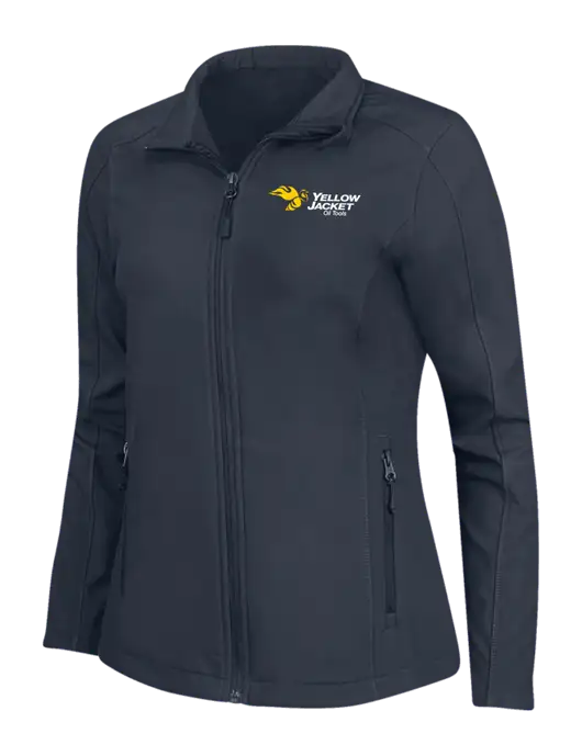 Navy Womens Core Soft Shell Jacket w/Yellow Jacket Logo