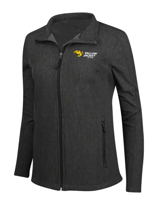 Black Charcoal Heather Womens Core Soft Shell Jacket w/Yellow Jacket Logo