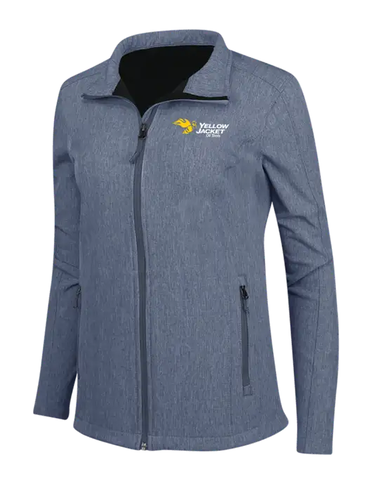 Navy Heather Womens Core Soft Shell Jacket w/Yellow Jacket Logo