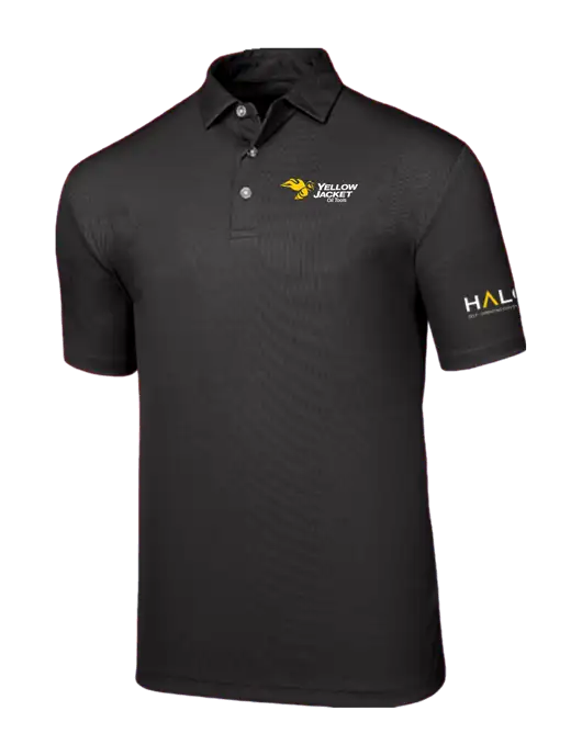 Callaway Birdseye Black Polo w/Yellow Jacket Logo, HALO Logo