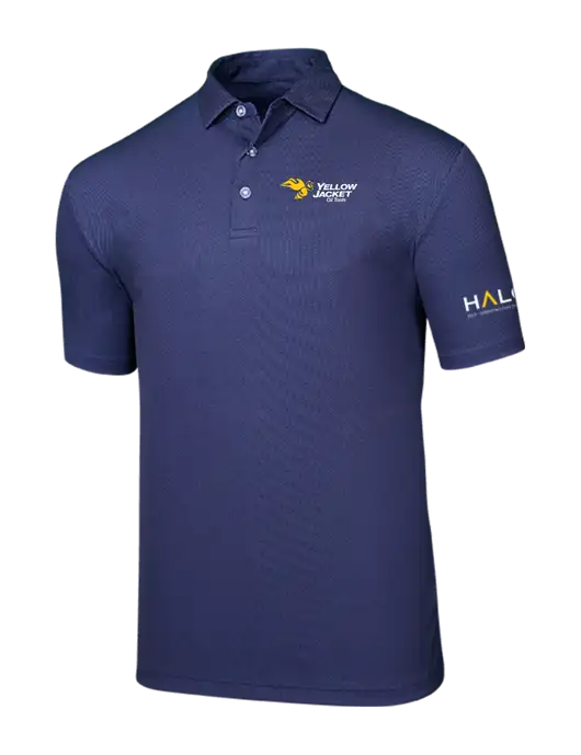 Callaway Birdseye Navy Polo w/Yellow Jacket Logo, HALO Logo