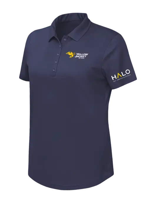 Callaway Womens Birdseye Navy Polo w/Yellow Jacket Logo, HALO Logo
