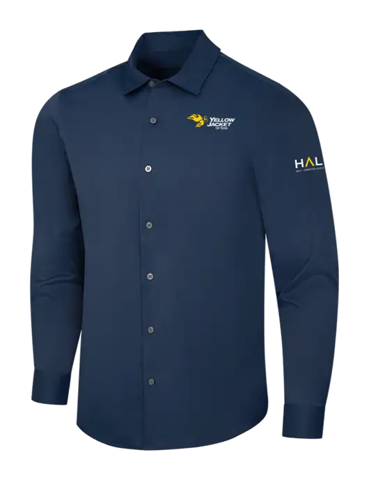 Navy City Stretch Shirt w/Yellow Jacket Logo, HALO Logo