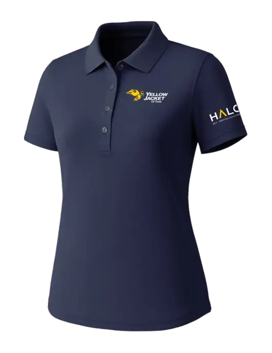 Callaway Womens Core Navy Performance Polo w/Yellow Jacket Logo, HALO Logo
