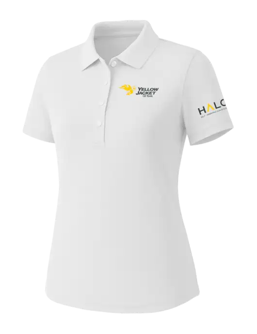 Callaway Womens Core Bright White Performance Polo w/Yellow Jacket Logo, HALO Logo
