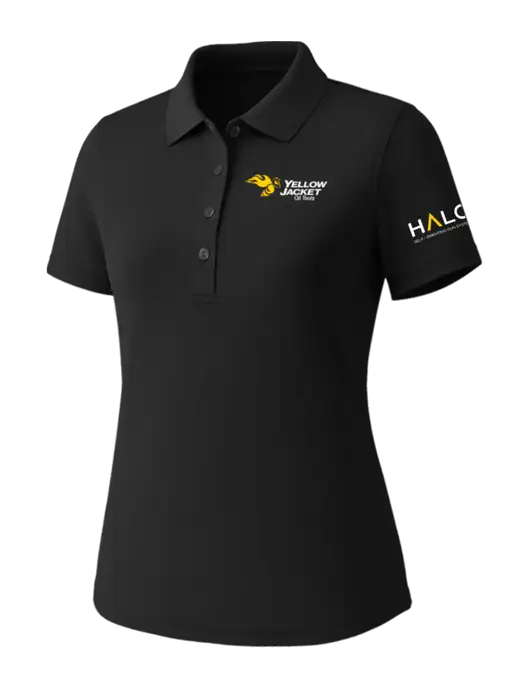 Callaway Womens Core Black Performance Polo w/Yellow Jacket Logo, HALO Logo
