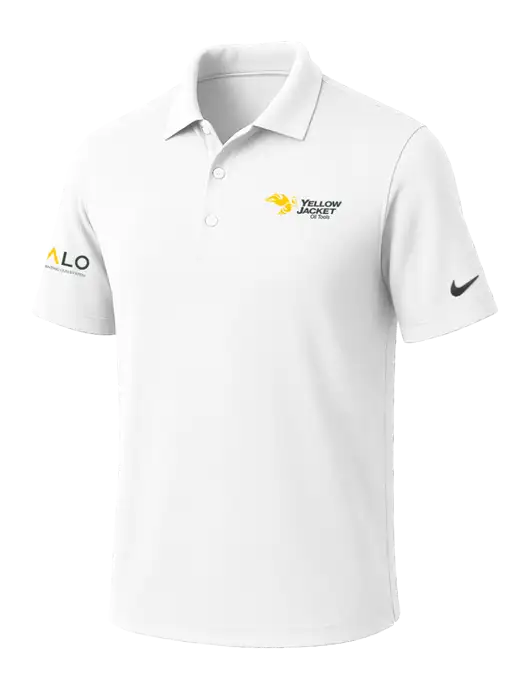 NIKE White Dri-Fit Micro Pique Polo w/Yellow Jacket Logo, HALO Logo