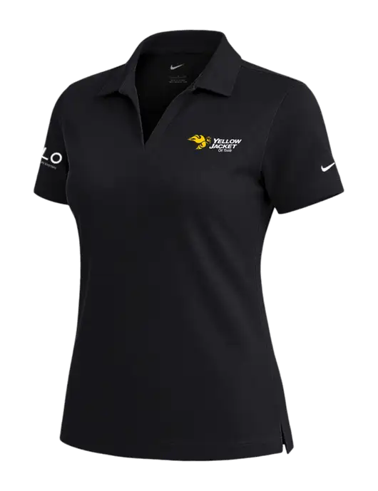 NIKE Black Womens Dri-Fit Micro Pique Polo w/Yellow Jacket Logo, HALO Logo