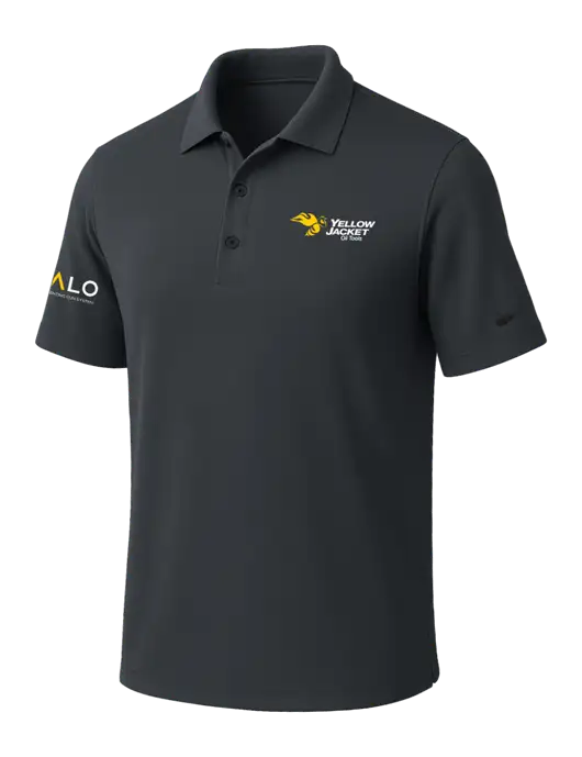 NIKE Dark Grey Dri-Fit Micro Pique Polo w/Yellow Jacket Logo, HALO Logo
