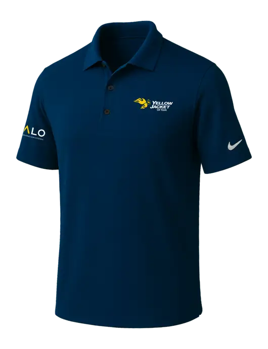 NIKE Navy Dri-Fit Micro Pique Polo w/Yellow Jacket Logo, HALO Logo
