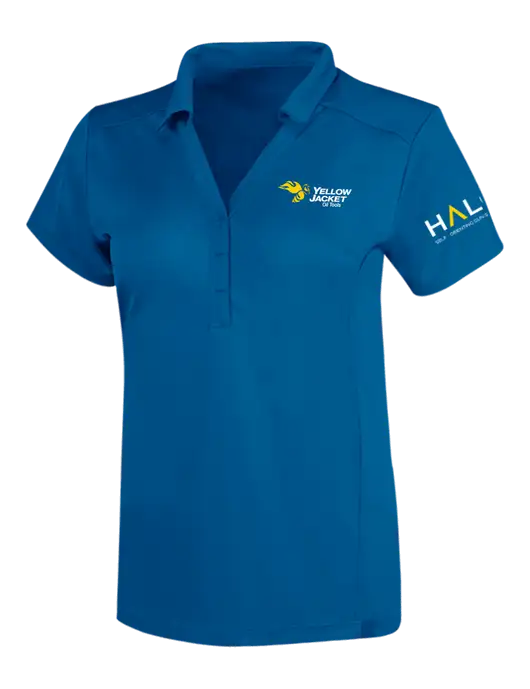 OGIO Royal Blue Womens Framework Polo w/Yellow Jacket Logo, HALO Logo