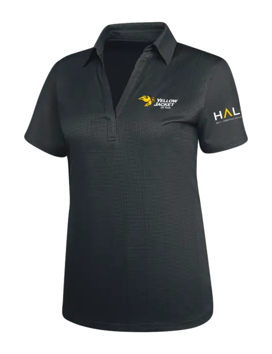 Dark Grey Womens Performance Fine Jacquard Polo w/Yellow Jacket Logo, HALO Logo
