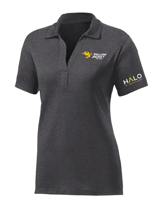 Womens Dark Grey Heather Contender Polo w/Yellow Jacket Logo, HALO Logo