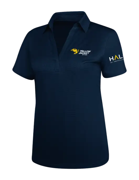 Navy Womens Performance Fine Jacquard Polo w/Yellow Jacket Logo, HALO Logo