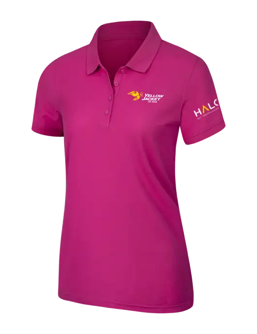 Pink Azalea Womens Core Classic Pique Polo w/Yellow Jacket Logo, HALO Logo