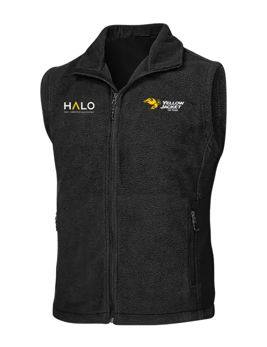 Black Fleece Vest w/Yellow Jacket Logo, HALO Logo