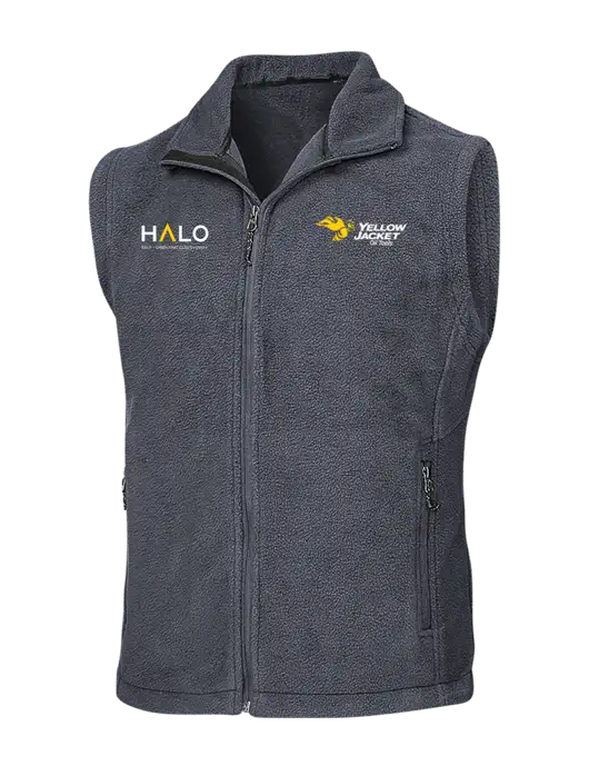 Dark Grey Fleece Vest w/Yellow Jacket Logo, HALO Logo