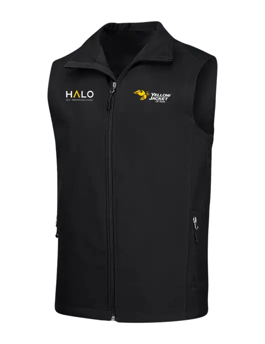 Black Core Soft Shell Vest w/Yellow Jacket Logo, HALO Logo
