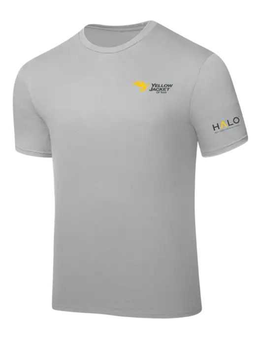 Silver PosiCharge Competitor Tee w/Yellow Jacket Logo, HALO Logo