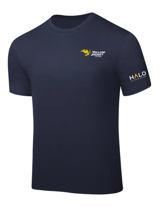 Navy PosiCharge Competitor Tee w/Yellow Jacket Logo, HALO Logo