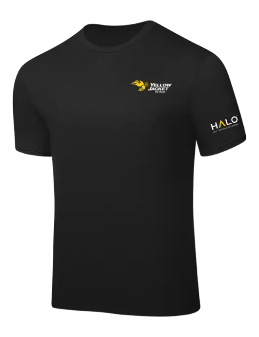 Black PosiCharge Competitor Tee w/Yellow Jacket Logo, HALO Logo