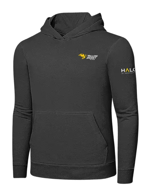 Charcoal 7.8 oz Ring Spun Hooded Sweatshirt w/Yellow Jacket Logo, HALO Logo