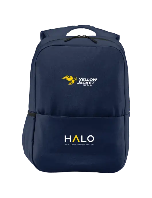 Access Square Laptop River Blue Navy Backpack w/Yellow Jacket Logo, HALO Logo
