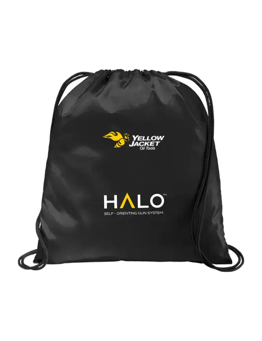 Drawstring  Black Cinch Pack w/Yellow Jacket Logo, HALO Logo