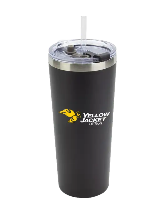 Brighton Black 20 oz Insulated Tumbler & Straw w/Yellow Jacket Logo, HALO Logo