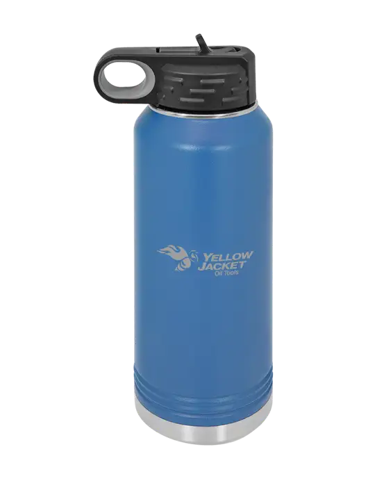 Polar Camel 32 oz Powder Coated Royal Vacuum Insulated Water Bottle w/Yellow Jacket Logo, HALO Logo